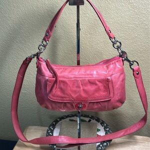 Coach Pink Leather Shoulder Bag with Crossbody Strap. Call Outs In Pictures.